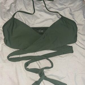 Aerie Dark Green Wrap Bikini Top